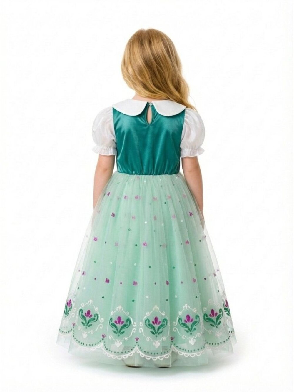 Girls Anna Frozen Princess Costume Dress Mint Green Teal Tulle Birthday Party - Picture 2 of 2